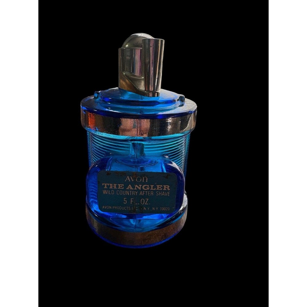 Vintage Avon  Angler Decanter Wild Country After Shave Bottle Blue Glass Empty - Picture 3 of 7